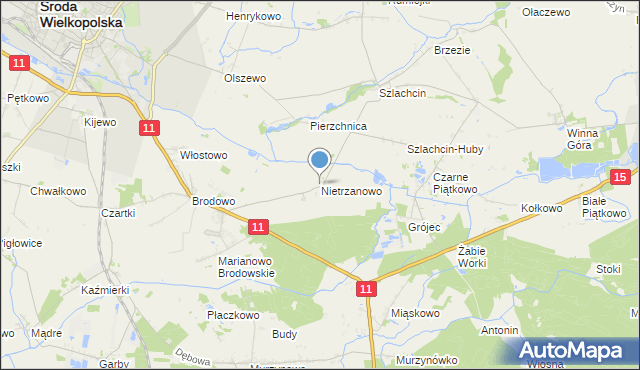 mapa Nietrzanowo, Nietrzanowo na mapie Targeo